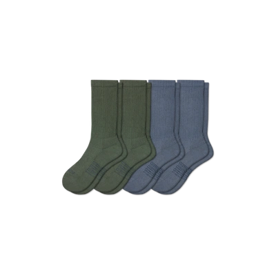 Bombas Hybrid Ribbed Calf Sock 4-pack In Olive Blue Mix