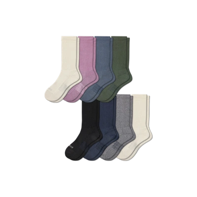 Bombas Hybrid Ribbed Calf Sock 8-pack In Mauve Blue Mix
