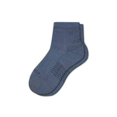 Bombas Hybrid Ribbed Quarter Socks In Vintage Blue