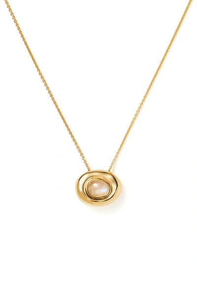 Missoma Molten Gemstone Doughnut Pendant Necklace 18ct Gold Plated Vermeil/rainbow Moonstone In Metallic