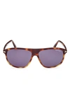 Tom Ford Prescott D-frame Acetate Sunglasses In Havana/blue Solid