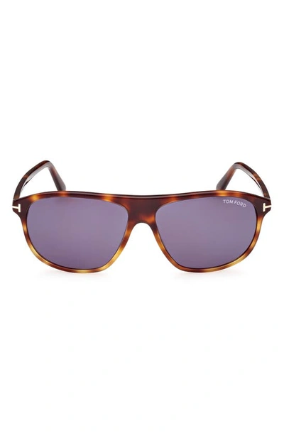 Tom Ford Prescott D-frame Acetate Sunglasses In Shiny Blonde Havana / Blue