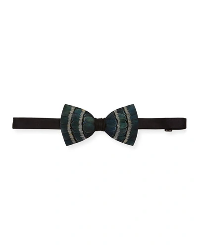 Brackish Bowties Blue Bay Feather Formal Bow Tie