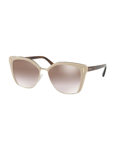 Prada Women's Mirrored Square Sunglasses, 56mm In Transparent Gray/pale Gold/gray Silver
