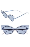 Karen Walker Mrs. Brill Cat-eye Semi-rimless Sunglasses, Blue Pattern In Clear