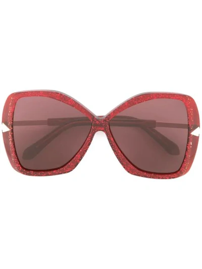 Karen Walker Mary Acetate Butterfly Sunglasses, Red Pattern