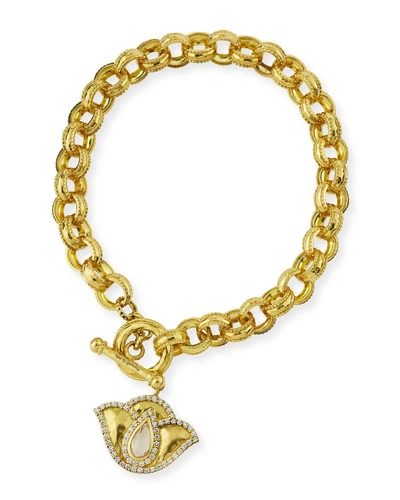 Legend Amrapali 18k Gold Lotus Link Bracelet With Diamonds