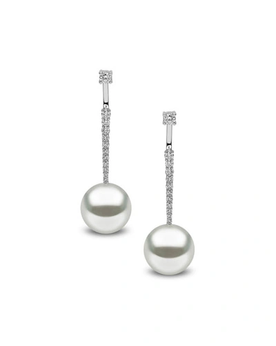Yoko London South Sea Pearl & Diamond Drop Earrings In 18k White Gold