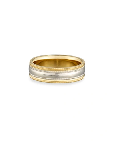 Eli Gents Simple Wedding Band Ring In Platinum & 18k Gold