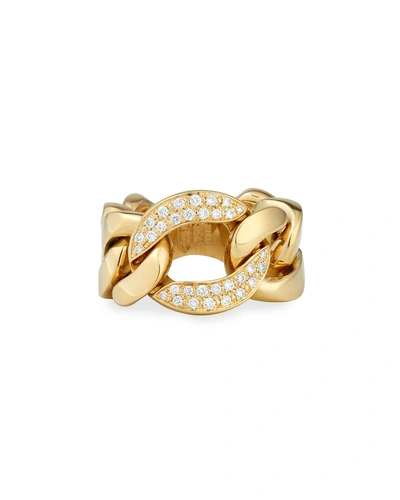 Bessa 18k Gold Curb Chain Link Diamond Ring