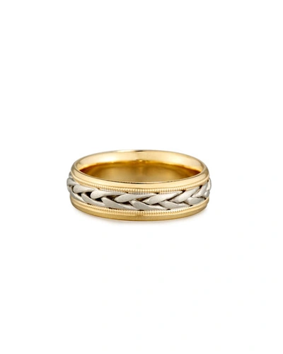 Eli Gents Two-tone Braided 18k Gold Wedding Band Ring