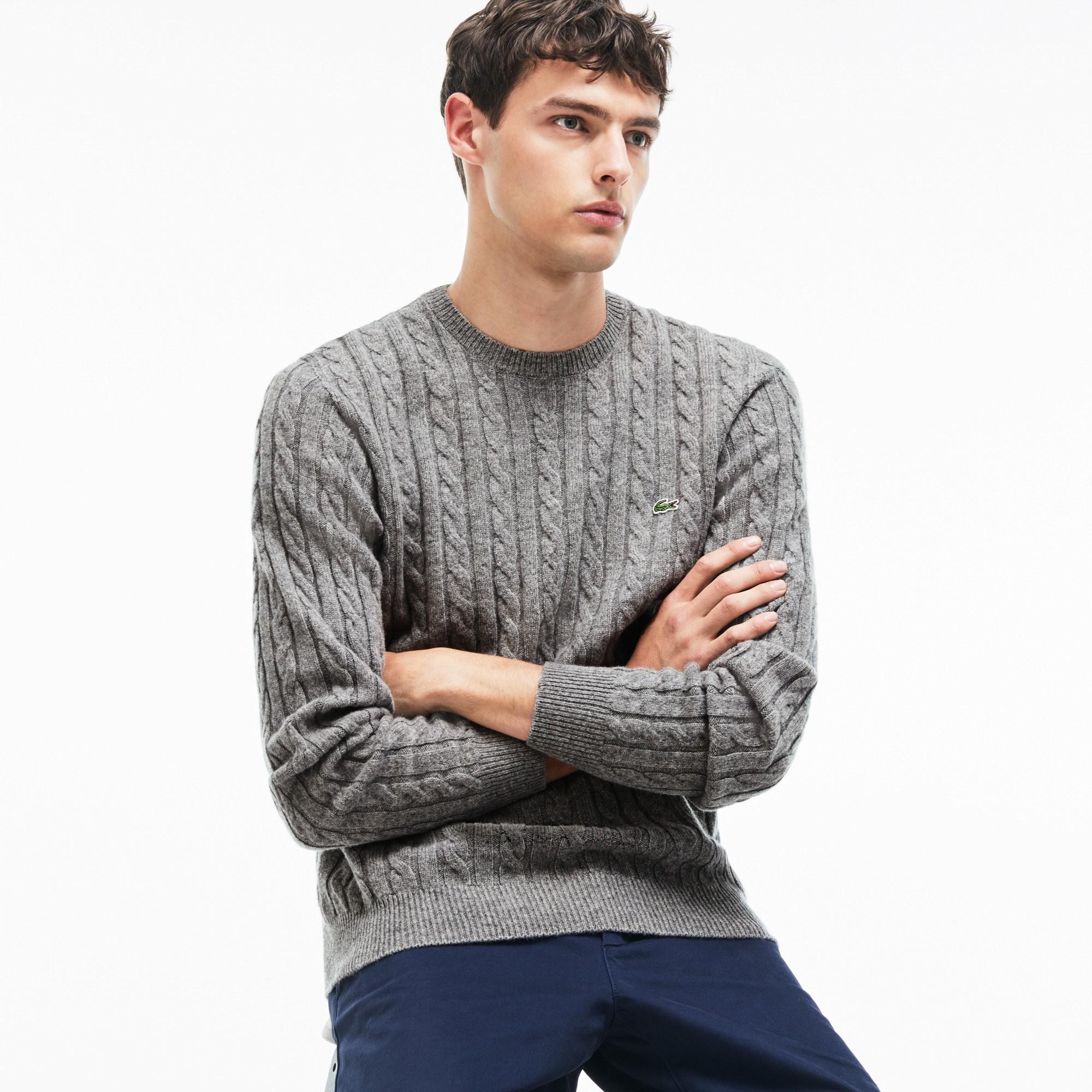 grey cable knit sweater mens