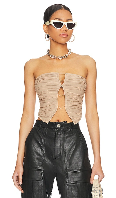 Superdown Avian Strapless Top In Taupe