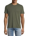 7 For All Mankind Men's Raw-pocket Crewneck T-shirt In Army Green