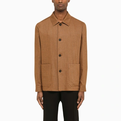 Zegna Silk, Linen And Wool-blend Jacket In Brown