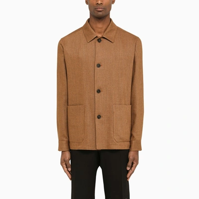 Zegna Linen And Silk Blend Chore Jacket In Foliage