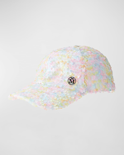 Maison Michel ‘tiger' Pastel Sequins Baseball Cap In Multi-colour