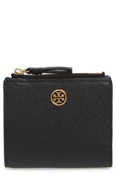 Tory Burch Women's Genuine Leather Wallet Credit Card Bifold  Robinson In Black