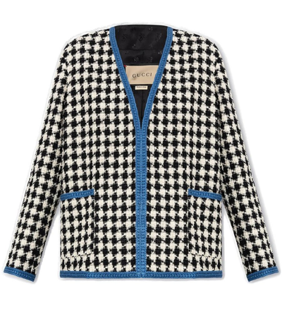 Gucci Gingham Tweed Jacket In White