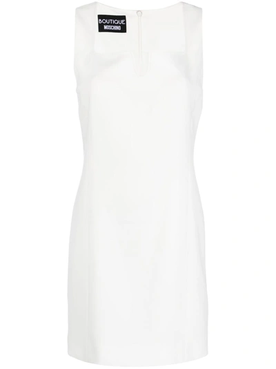 Boutique Moschino 方领无袖迷你连衣裙 In White