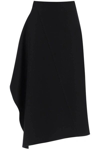 Bottega Veneta Asymmetric Midi Skirt In Black