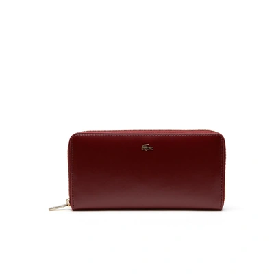 Lacoste Women's Mini Golf Glazed Leather Zip Wallet In Biking Red