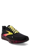 Brooks Launch 9 Running Shoe In Black/ Pink/ Yellow