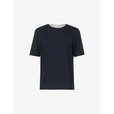 Eleventy Cotton T-shirt In Blue, Light Grey