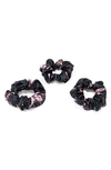 Blissy 3-pack Silk Scrunchies In Rose Black Marble