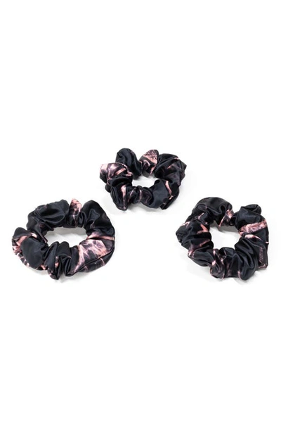 Blissy 3-pack Silk Scrunchies In Rose Black Marble