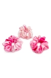 Blissy 3-pack Silk Scrunchies In Pink Tie Dye