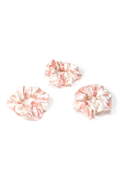 Blissy 3-pack Silk Scrunchies In Rose White Marble
