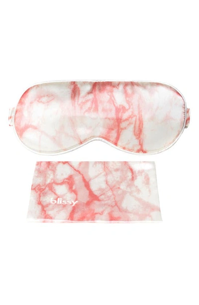 Blissy Silk Sleep Mask In Rose White Marble