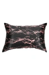 Blissy Mulberry Silk Pillowcase In Rose Black Marble