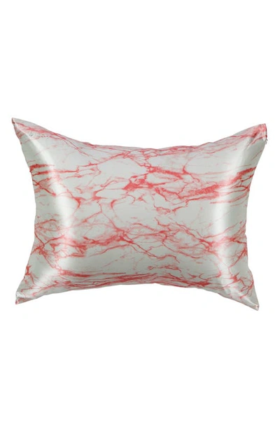 Blissy Mulberry Silk Pillowcase In Rose White Marble