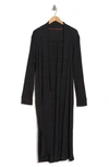 Baea Ribbed Knit Long Line Duster Cardigan In Black