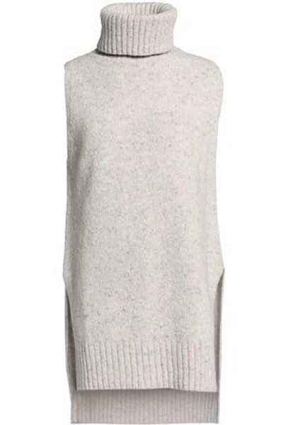 Adam Lippes Woman Speckled Knitted Wool And Cashmere-blend Turtleneck Sweater Light Gray