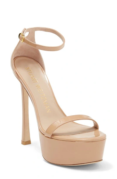 Stuart Weitzman Nudistcurve Hollywood Sandal In Adobe