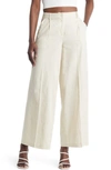 Open Edit Wide Leg Linen Blend Trousers In Ivory