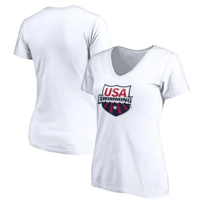 Fanatics Branded White Usa Swimming Core Primary Logo V-neck T-shirt