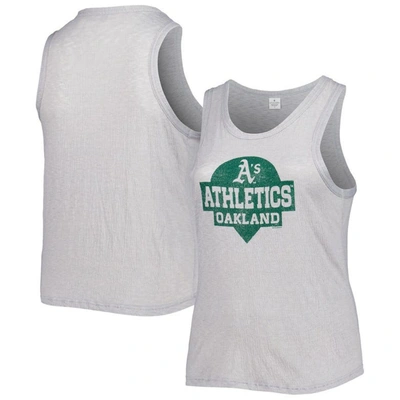 Soft As A Grape Gray Oakland Athletics Plus Size High Neck Tri-blend Tank Top