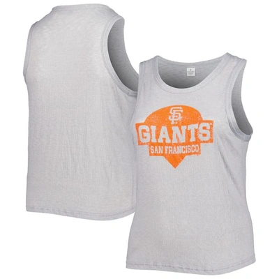 Soft As A Grape Gray San Francisco Giants Plus Size High Neck Tri-blend Tank Top