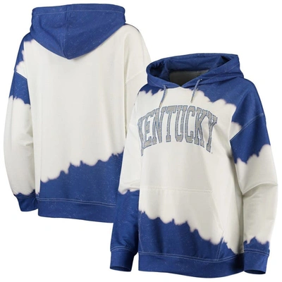 Gameday Couture Women's  White, Royal Distressed Kentucky Wildcats For The Fun Double Dip-dyed Pullov In White,royal