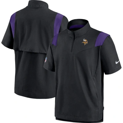 Nike Black Minnesota Vikings Sideline Coaches Short Sleeve Quarter-zip Jacket
