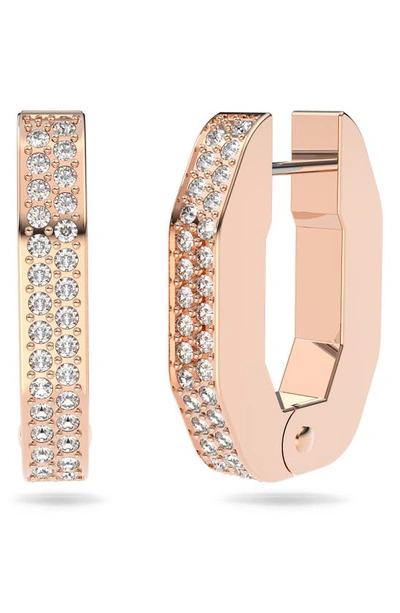 Swarovski Dextera Pavé Hexagonal Hoop Earrings In Rose Gold