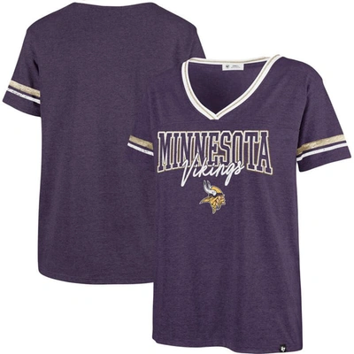 47 ' Heathered Purple Minnesota Vikings Hollow Bling Piper Luxe V-neck T-shirt In Heather Purple