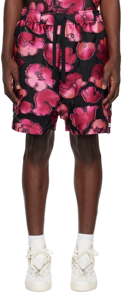 4sdesigns Pink Baggy Shorts In Black