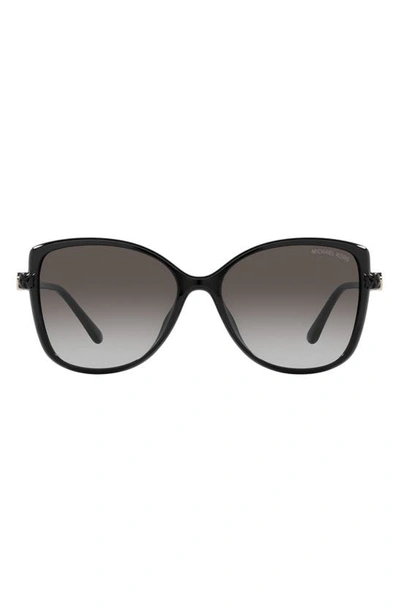 Michael Kors Malta 57mm Gradient Butterfly Sunglasses In Black