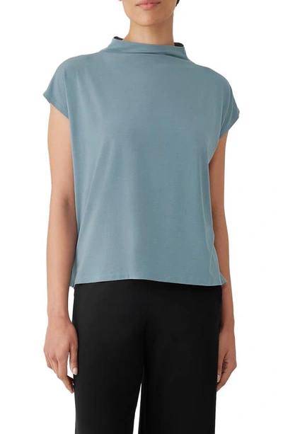 Eileen Fisher Funnel Neck Top In Nile