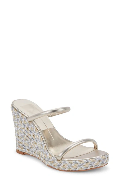 Dolce Vita Tamara Espadrille Platform Wedge Sandal In Light Gold Metallic